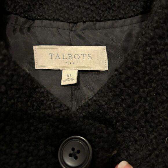 Talbots size XL Wool Blend Tweed Black Oversized Cape Cropped Coat - Picture 4 of 8